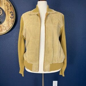 Pierre Andre Vintage 1980s Suede & Knit Bomber Jacket, Size Large